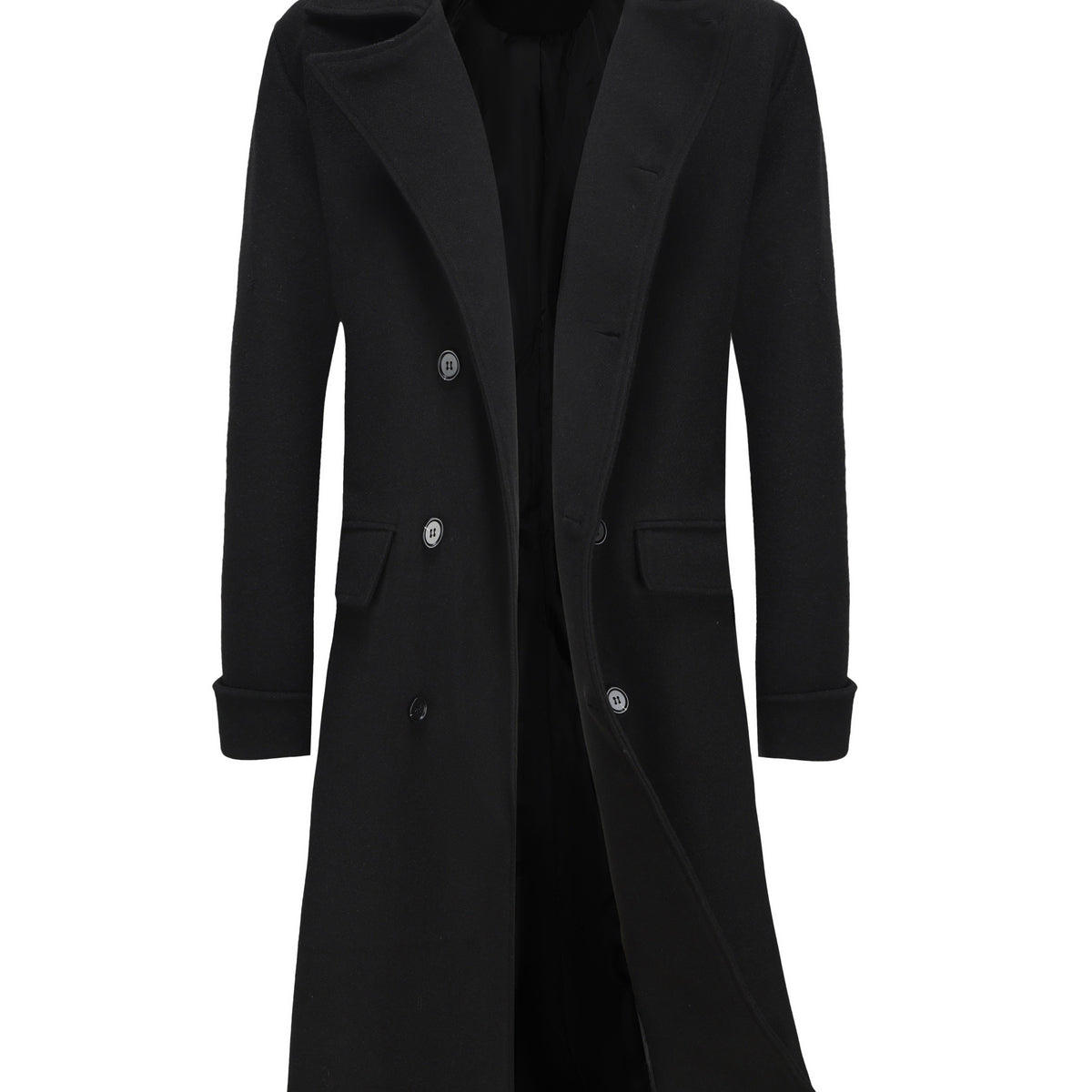 Trench long, tweed, à revers, coloris noir Image