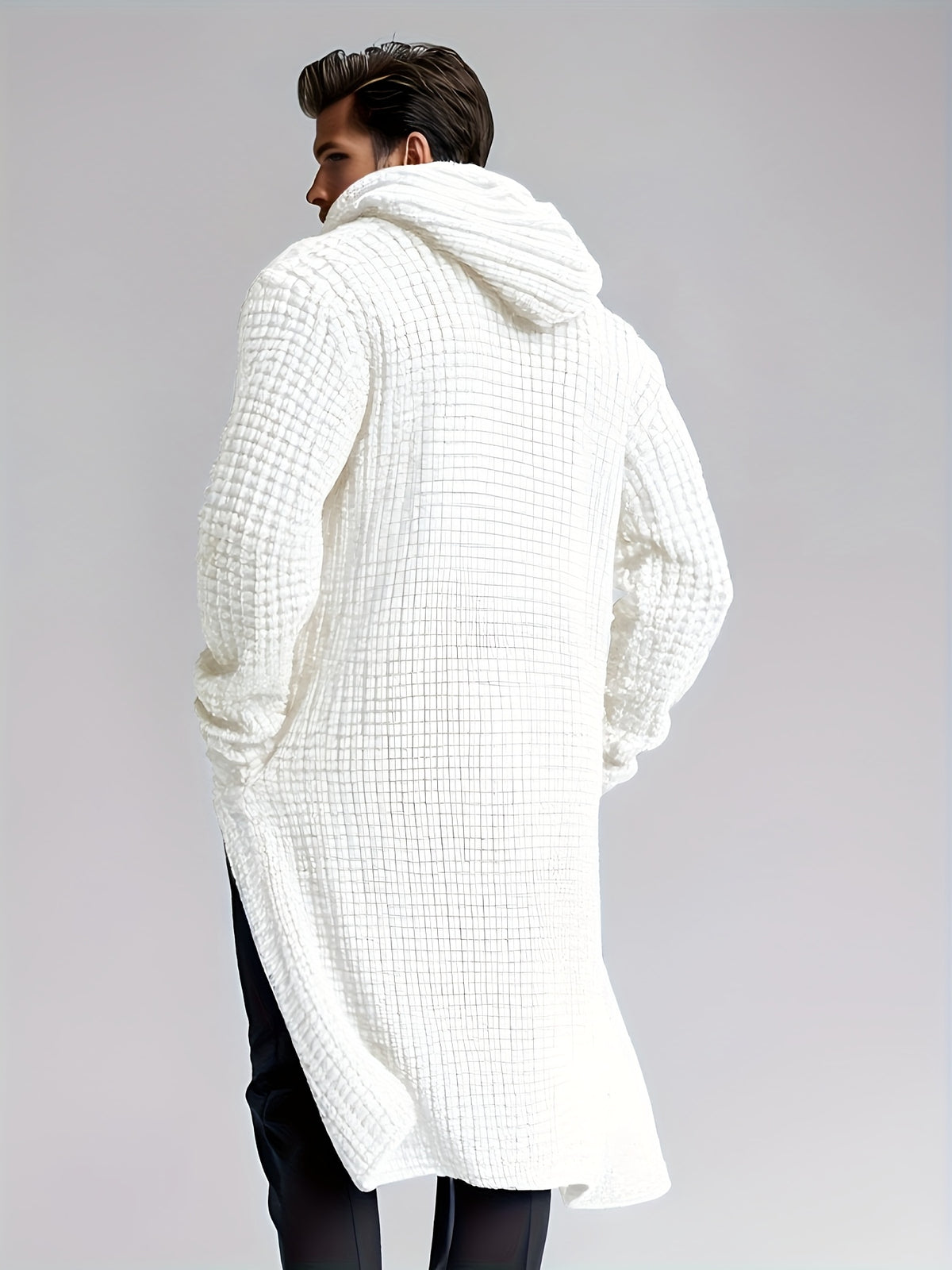 Manteau pour homme, grandes tailles, à capuche, noir