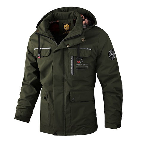 Veste, coupe-vent, à capuche, rouge brique, photo 12