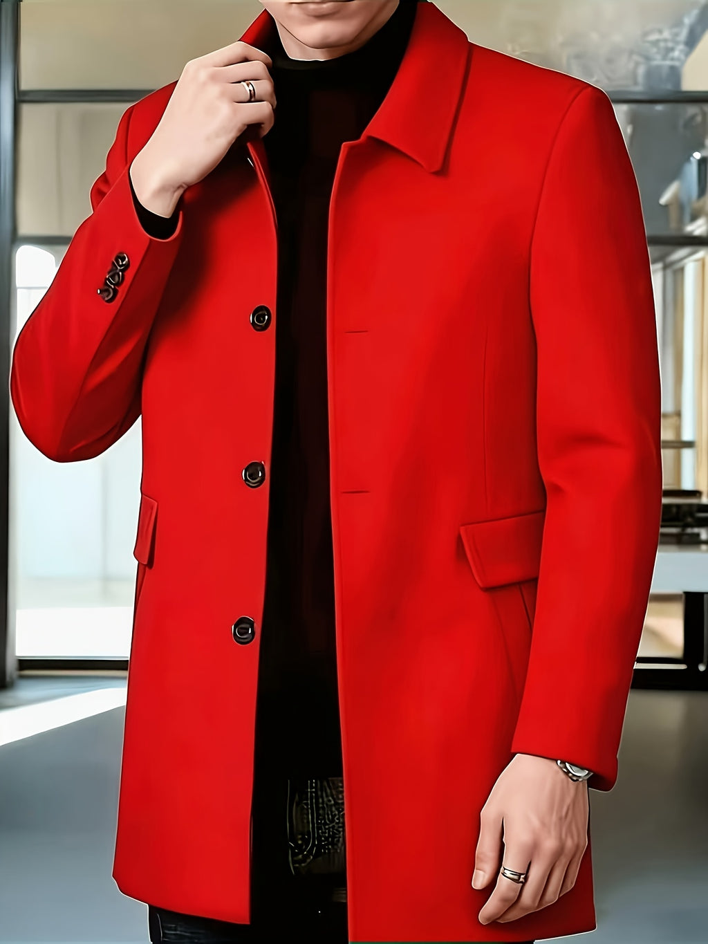 Veste pour homme, grandes tailles, à revers, gris foncé