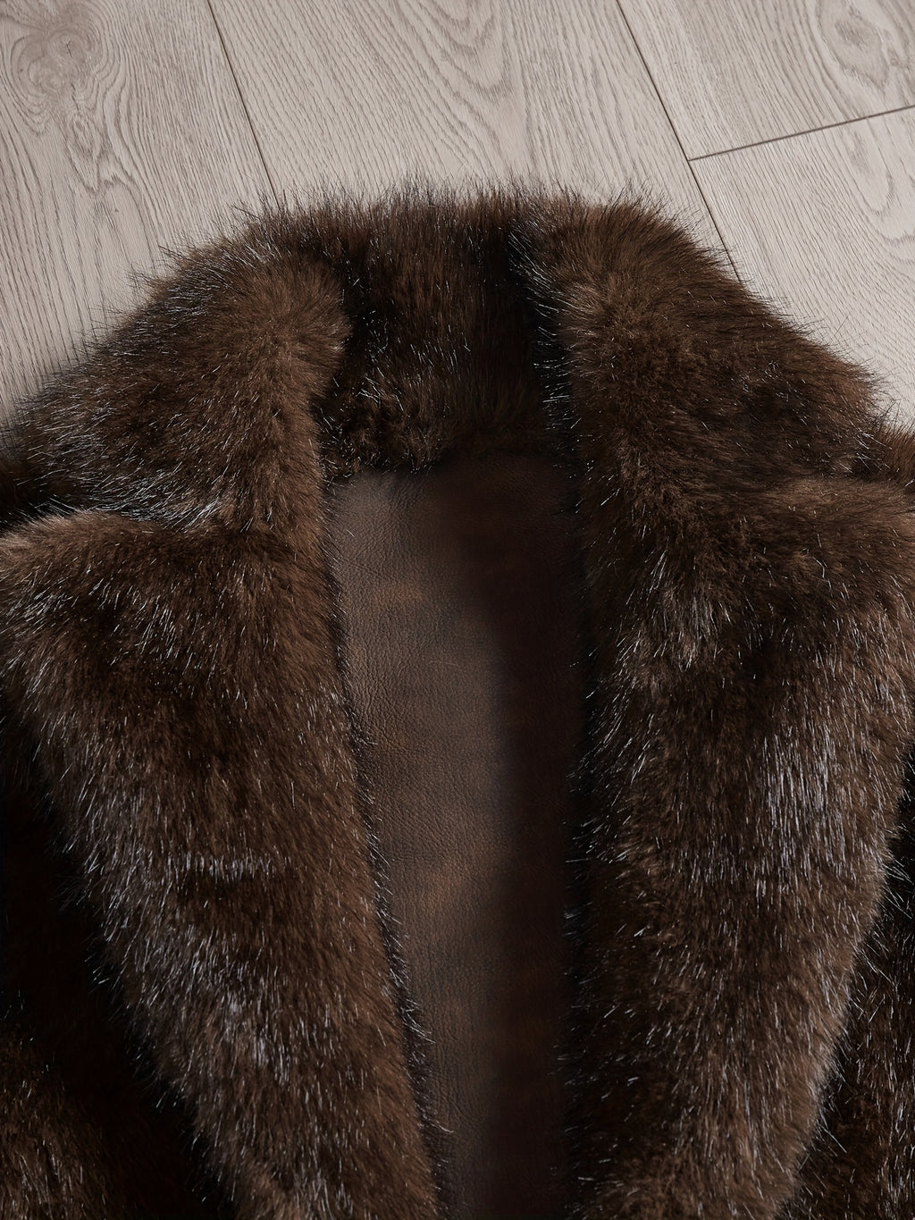 Manteau en fausse fourrure long pour homme, à revers, jaune marron