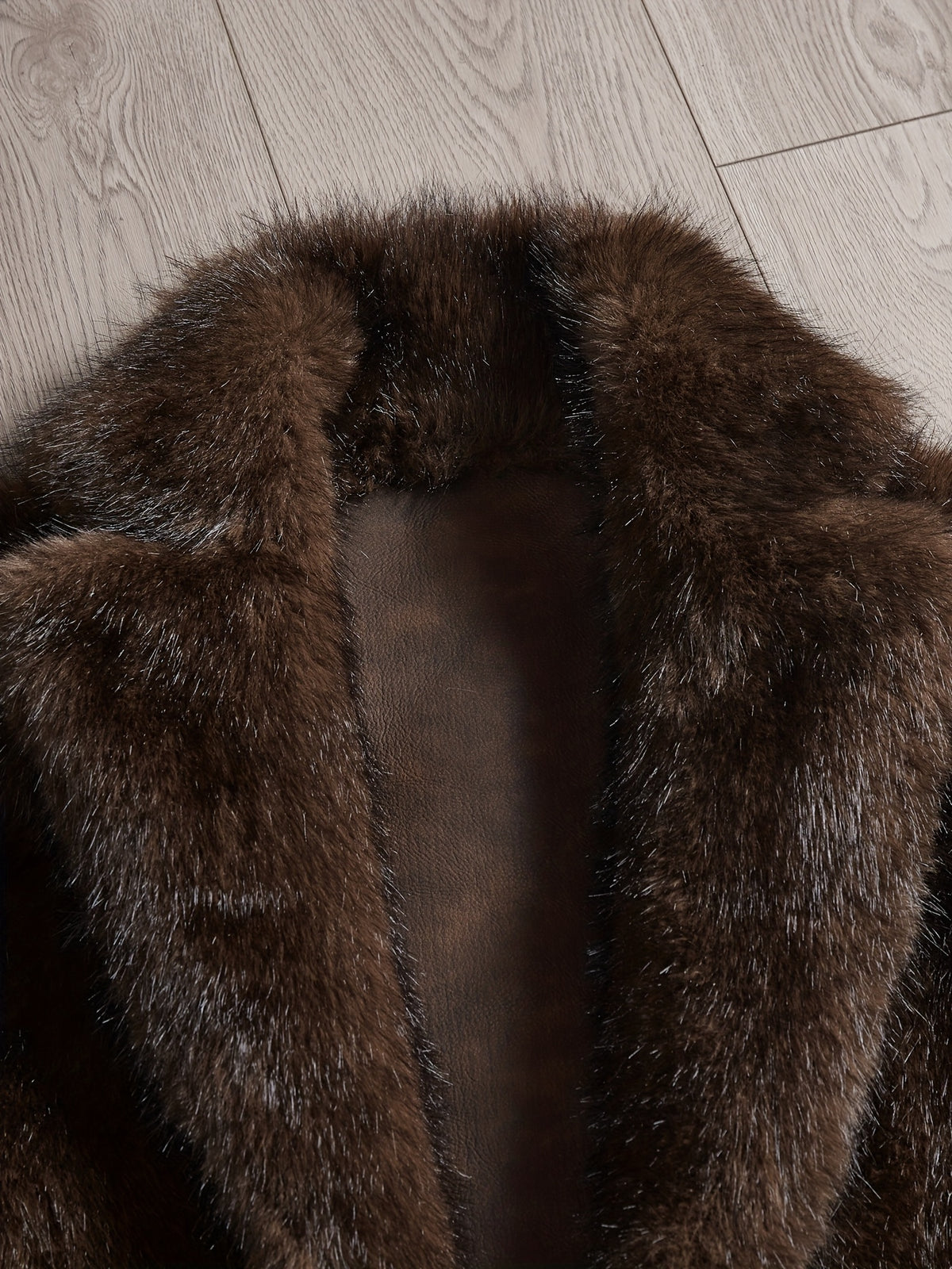 Manteau en fausse fourrure long pour homme, à revers, jaune marron