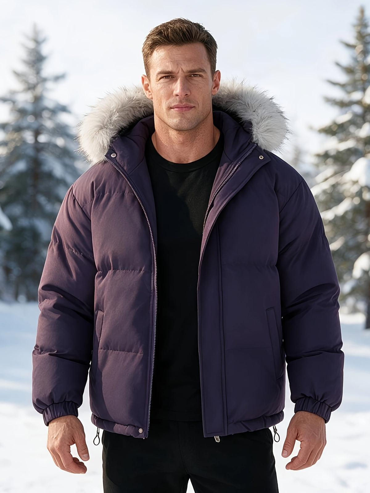 Veste pour homme, à capuche, violet
