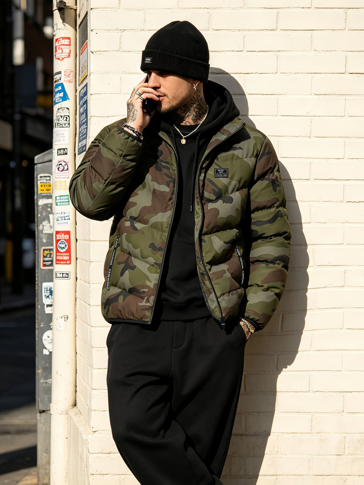 Manteau matelassé pour homme, coupe-vent, à col montant, col montant