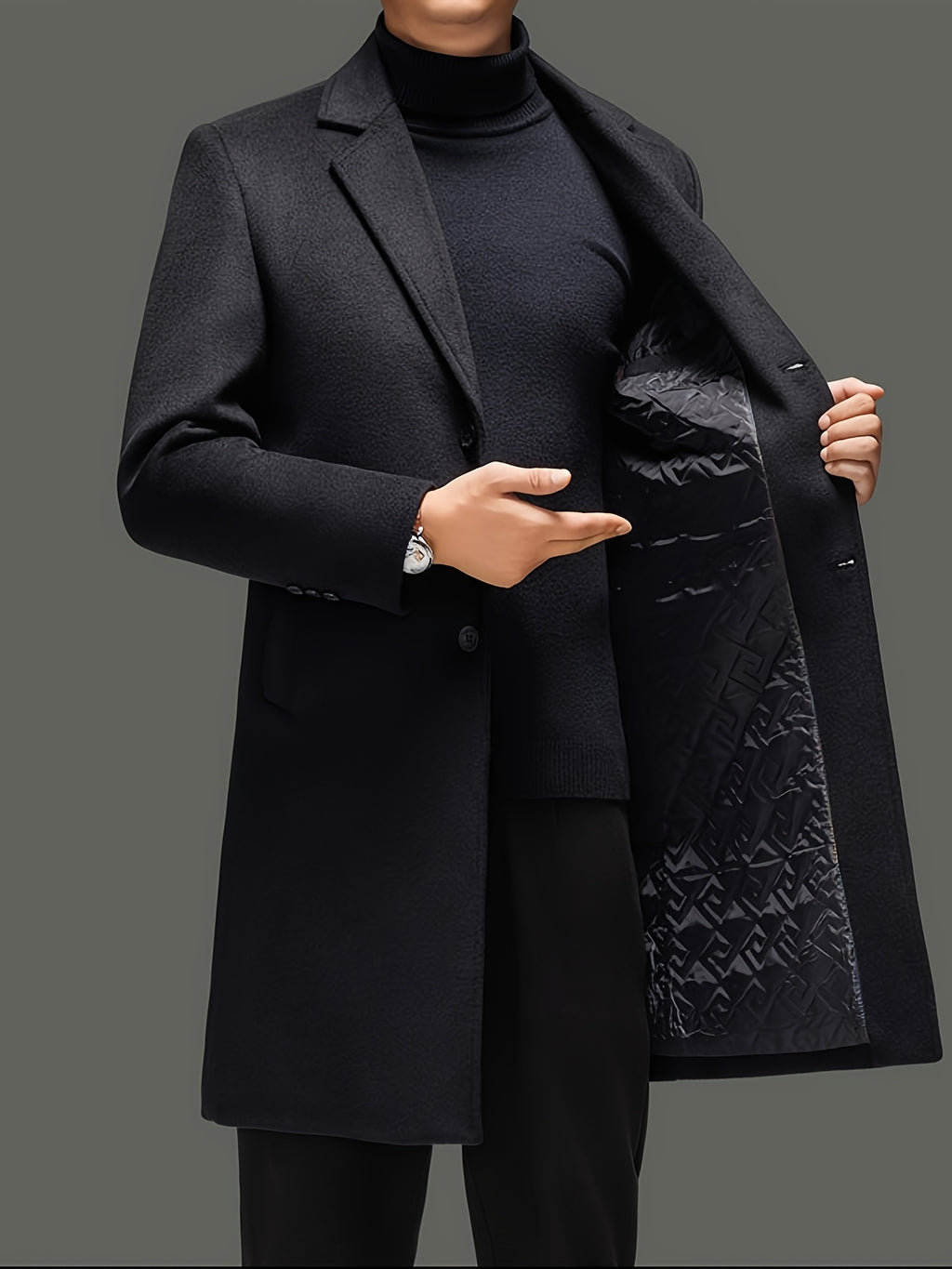 Trench en laine long, 48,1 % laine, velours, photo 6