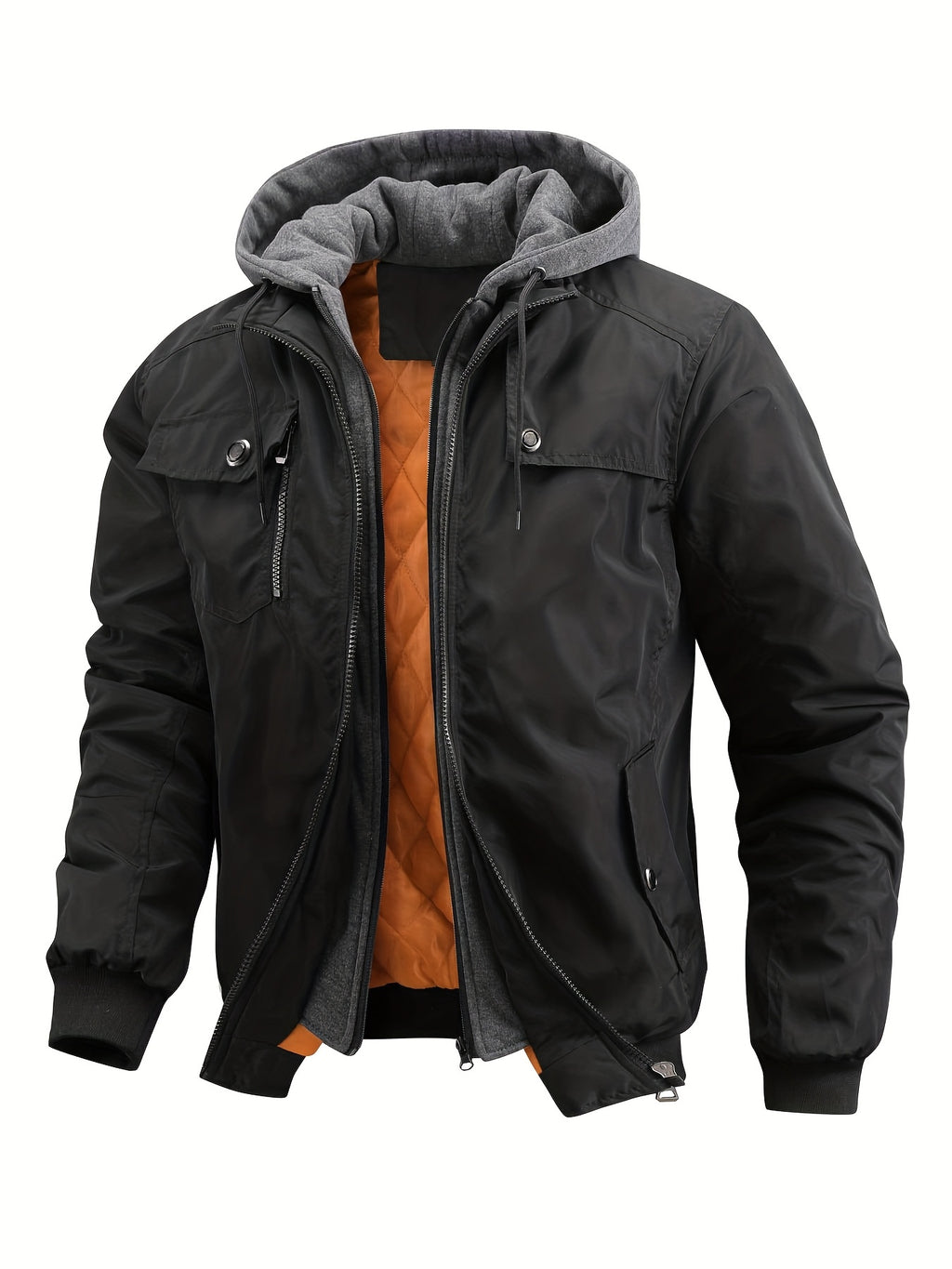 Veste matelassée pour homme, à capuche, col montant