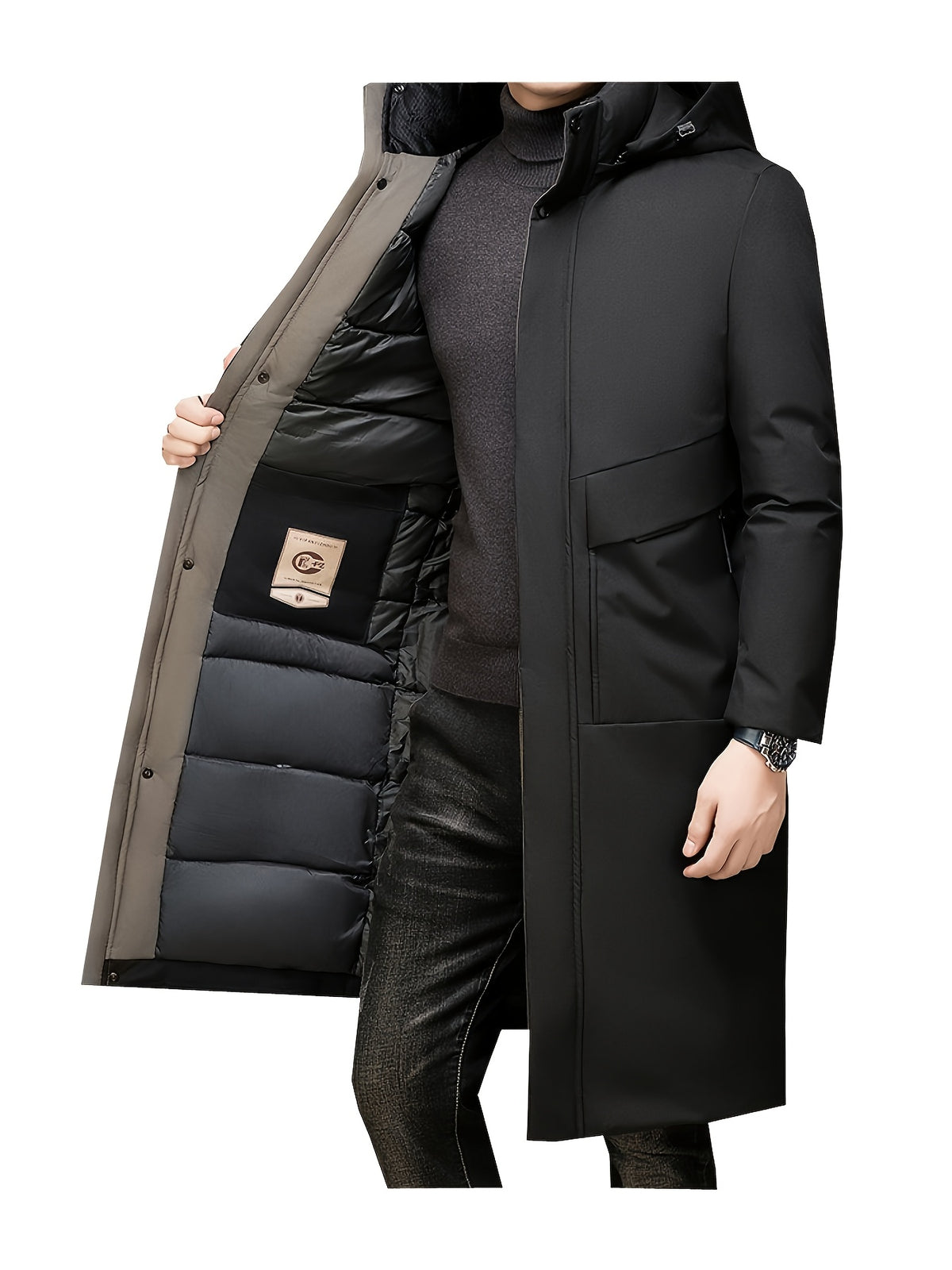 Manteau pour homme, coupe-vent, à capuche, kaki
