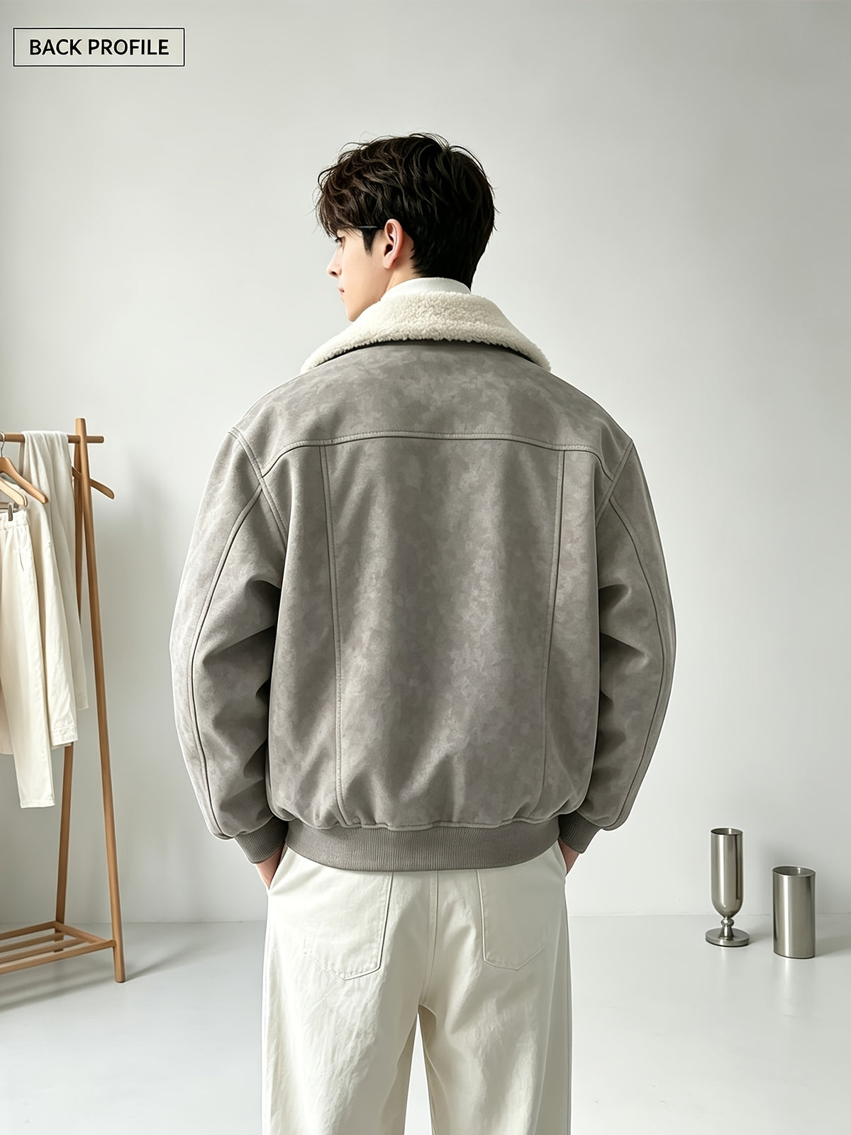 Veste matelassée pour homme, polaire, à revers