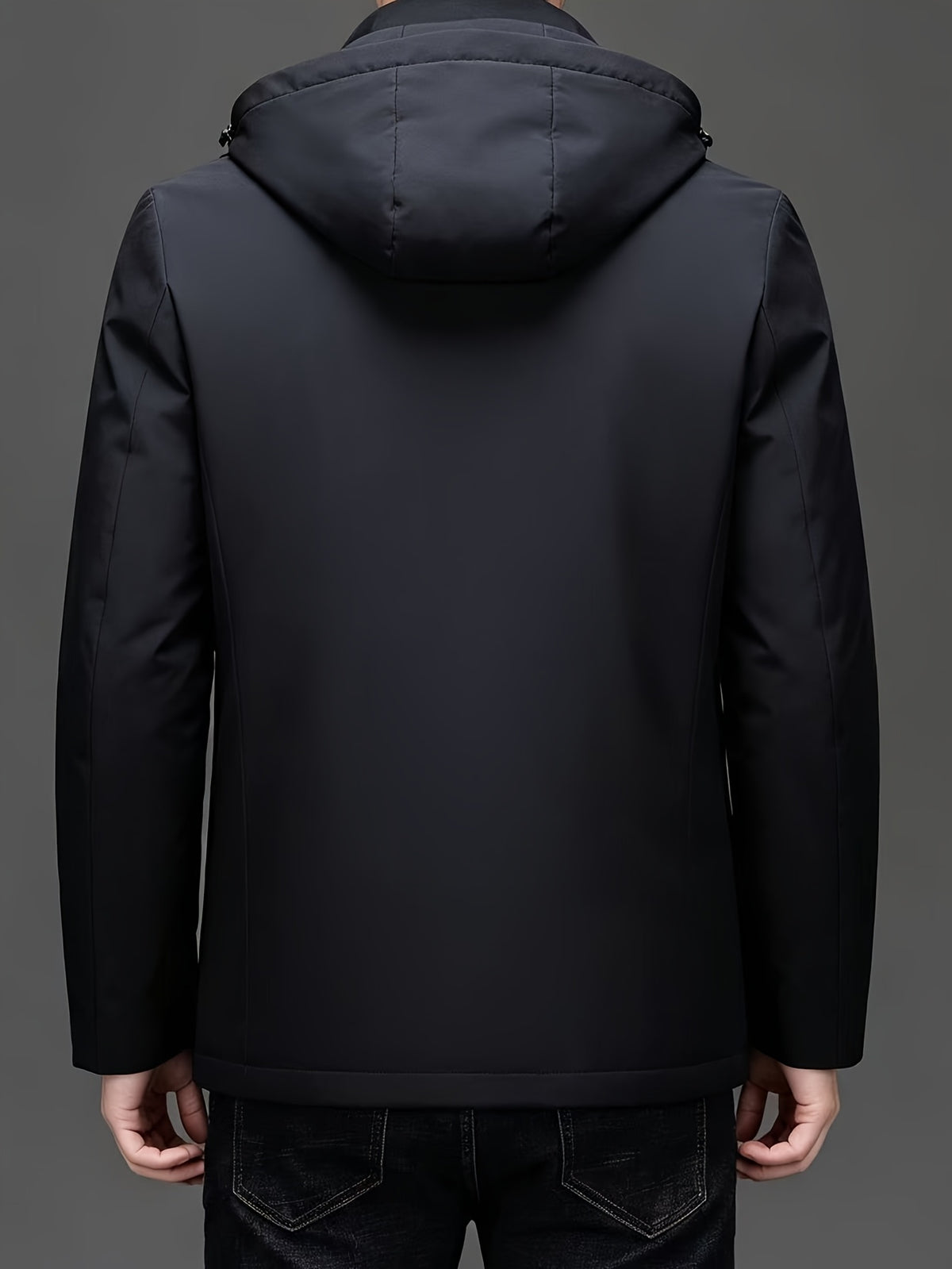 Manteau matelassé pour homme, capuche amovible, bleu marine