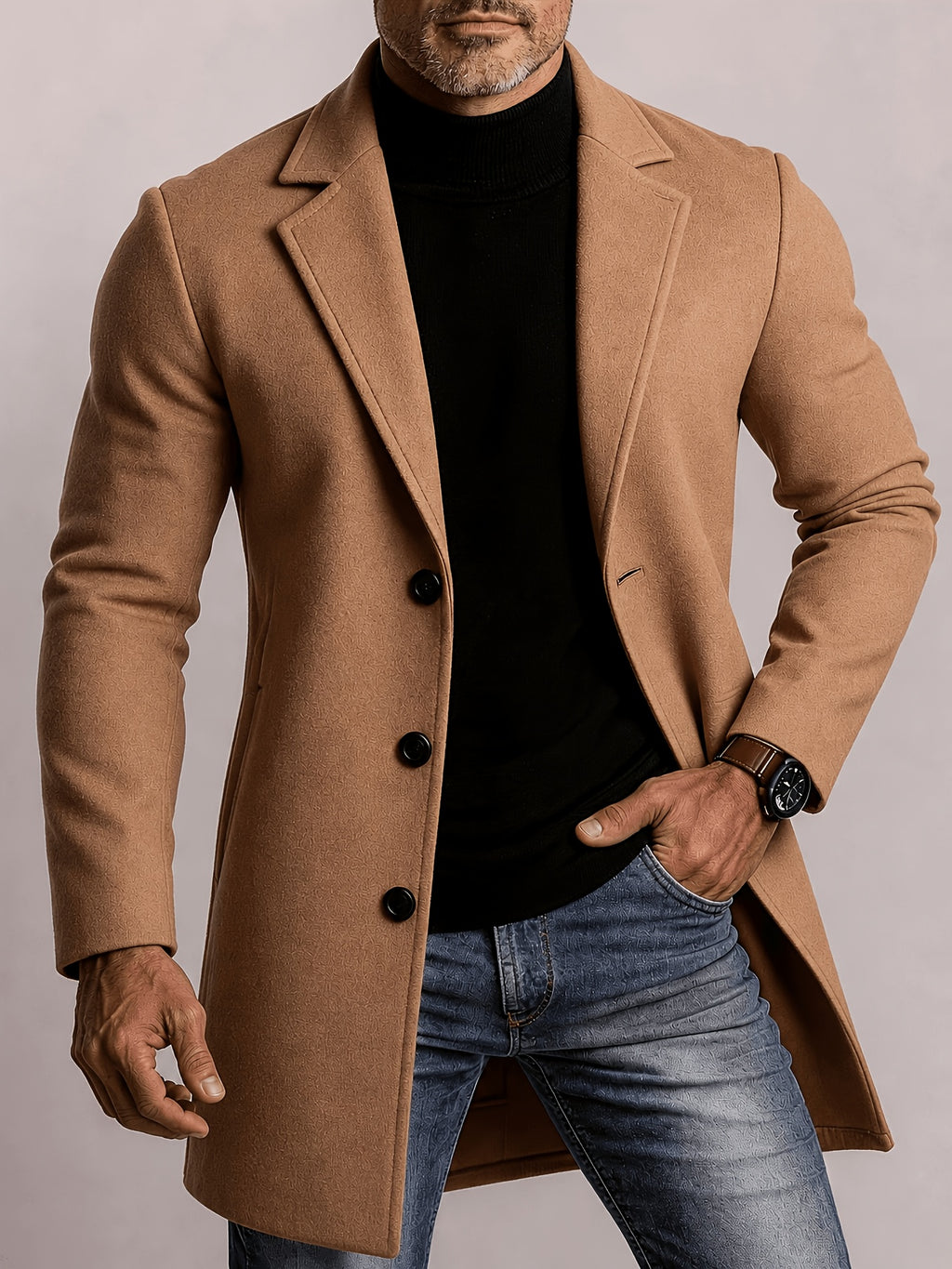 Manteau, à revers, vert fougère, photo 13