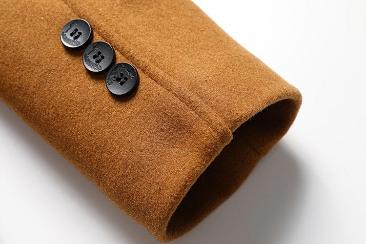 Manteau trench en velours pour homme, 30 % laine, capuche amovible