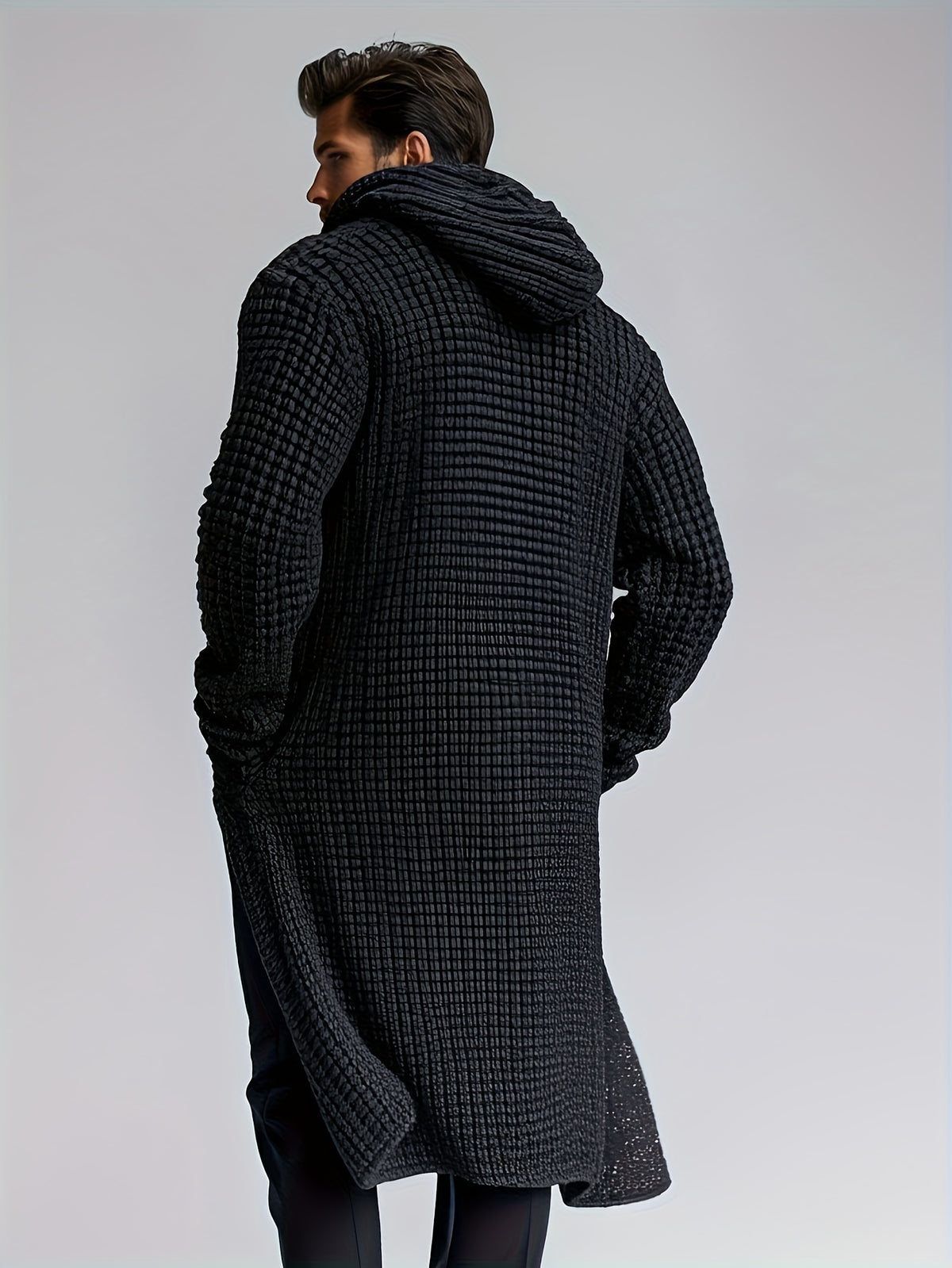 Manteau pour homme, grandes tailles, à capuche, noir