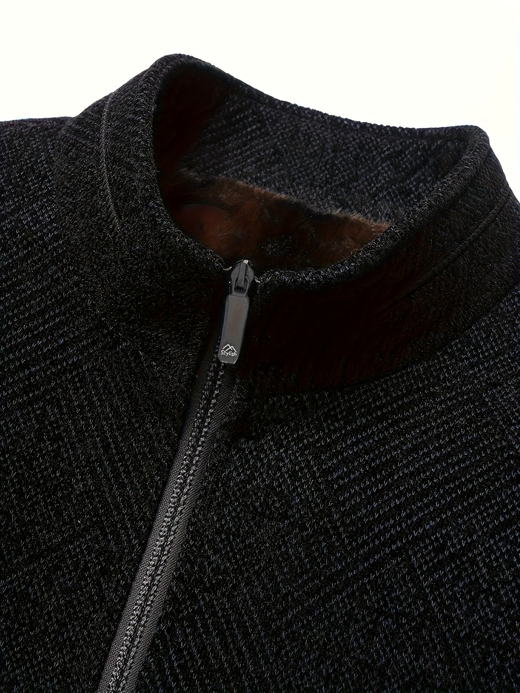 Veste, à col montant, noir bleu, photo 4