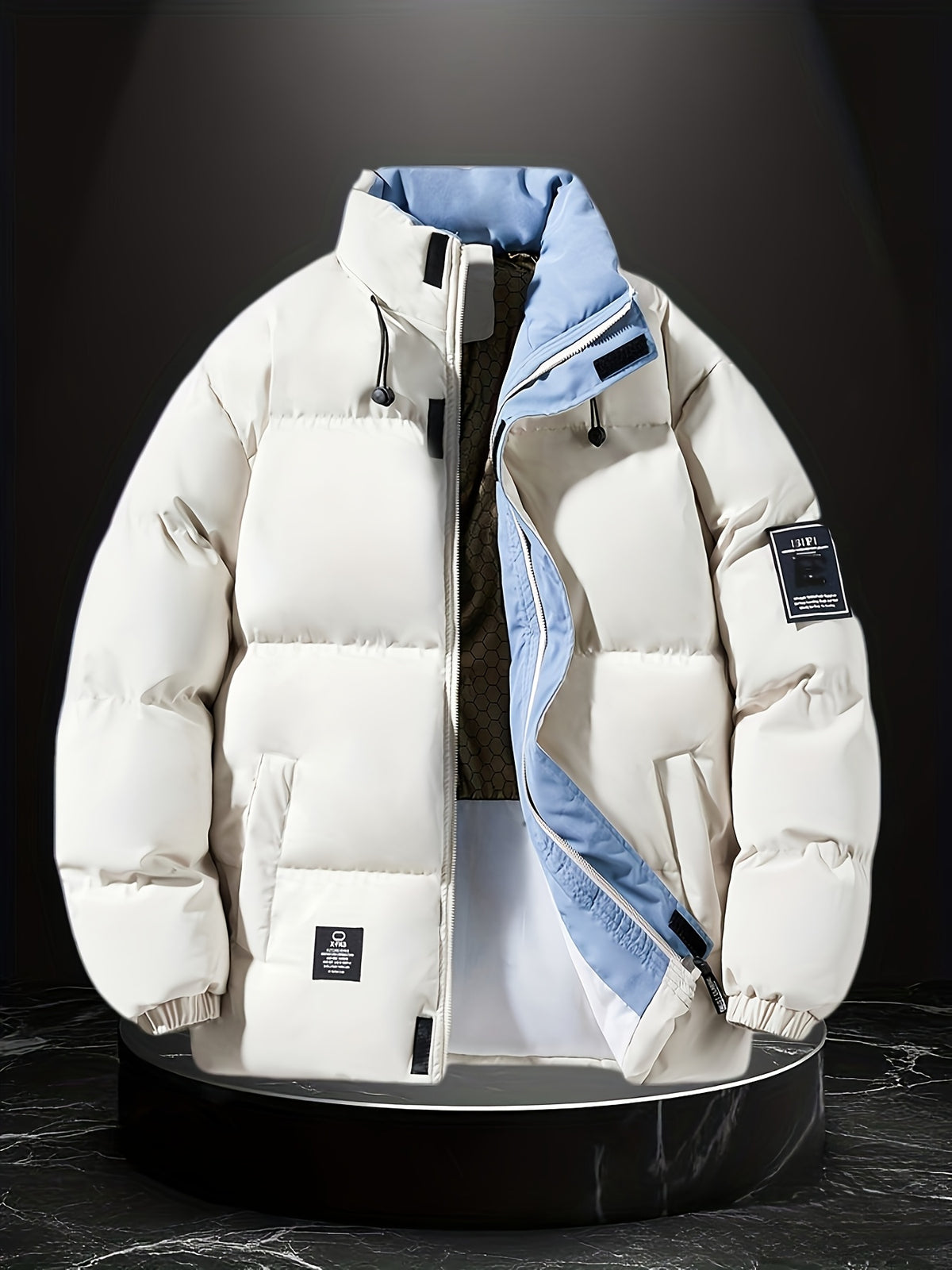 Veste pour homme, coupe-vent, à col montant, noir