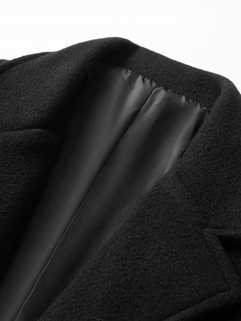 Manteau pour homme, à revers, noir