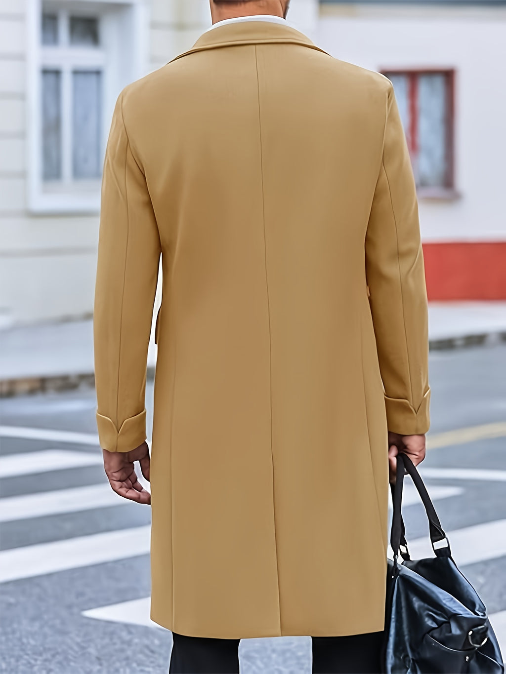 Manteau pour homme, à revers, brun jaunâtre