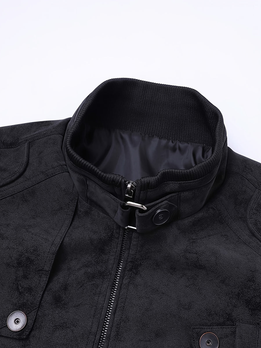 Veste, à col montant, brun, détail du vêtement