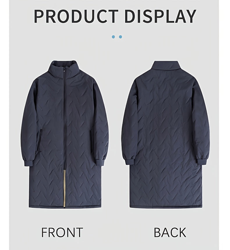 Veste long pour homme, à col montant, noir