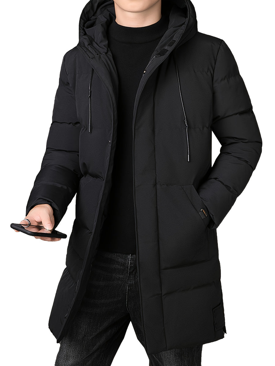 Veste longue, à capuche, gris