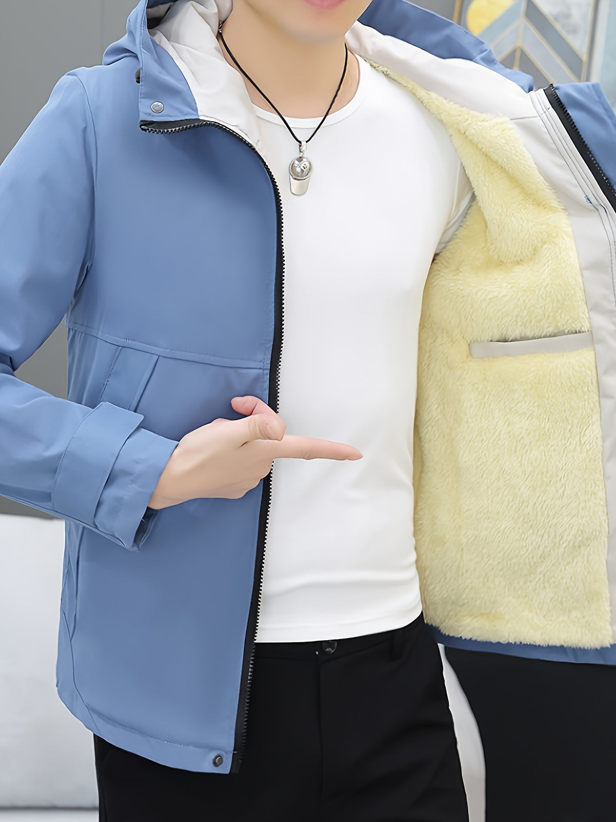 Veste pour homme, à capuche, 1x05 vêtements yijia-r6618 noir