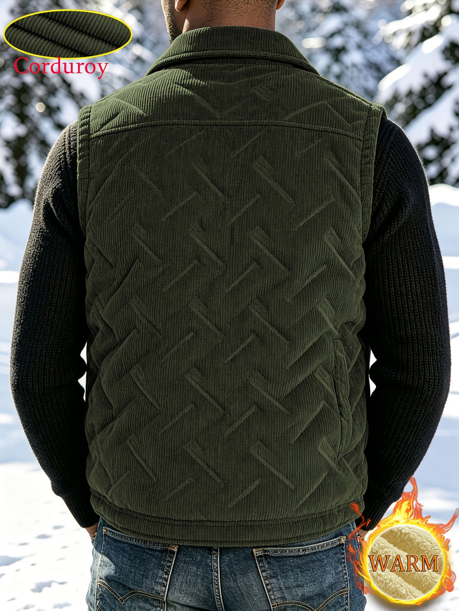 Manteau matelassé, velours côtelé, à revers, détail du vêtement