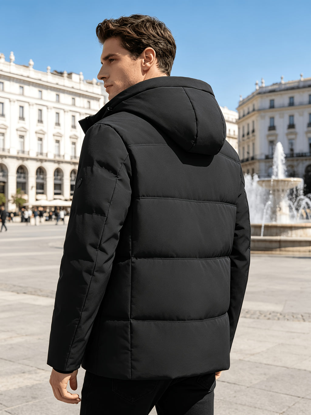 Manteau matelassé pour homme, coupe-vent, à revers