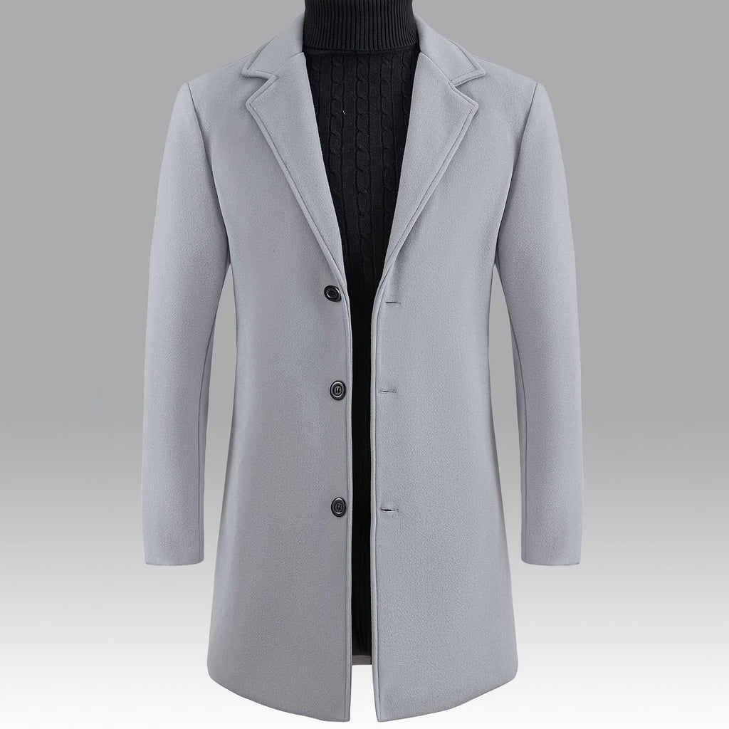 Trench long, à revers, gris argenté, coloris gris argenté