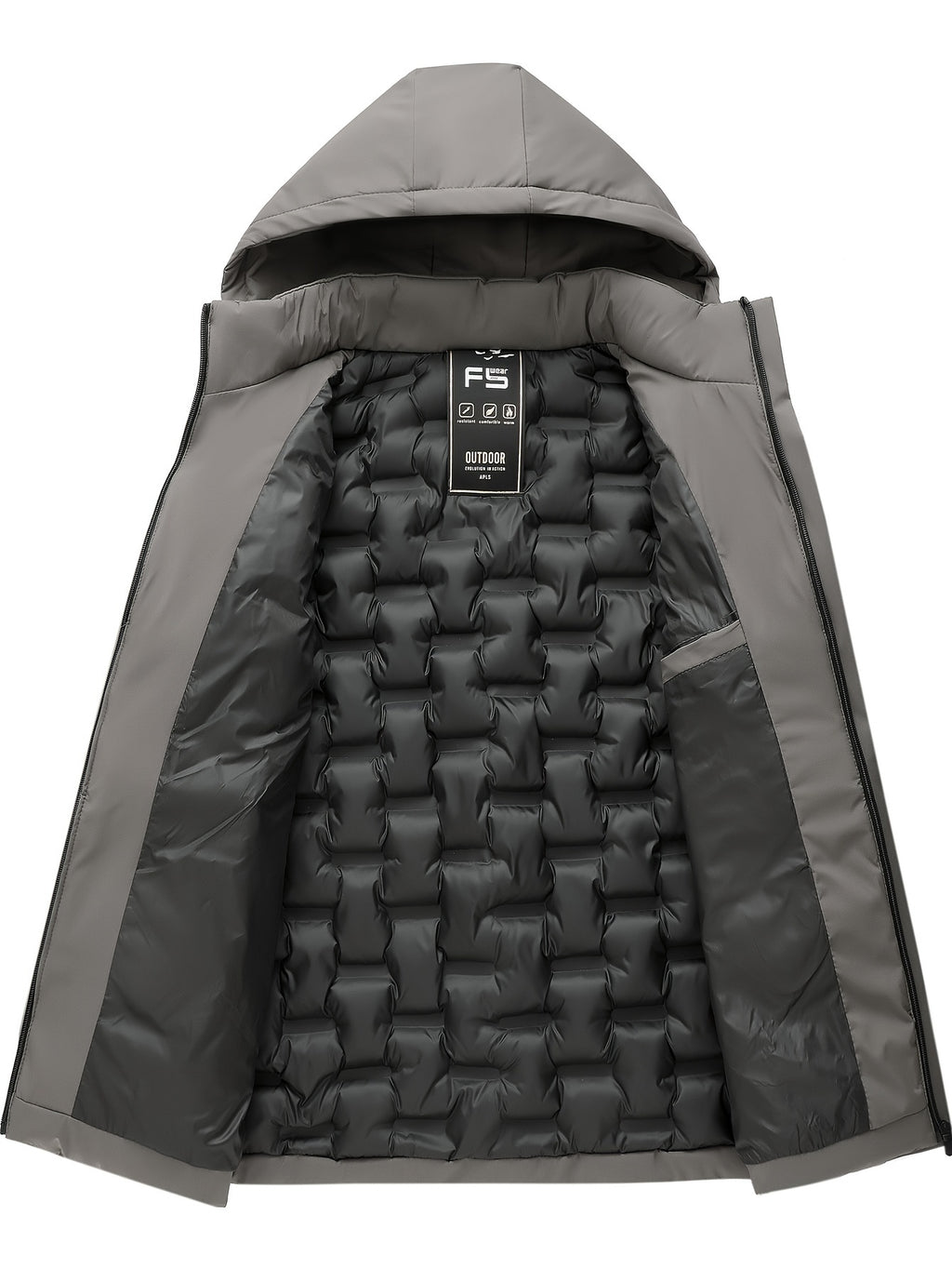 Veste matelassée pour homme, à capuche, kaki