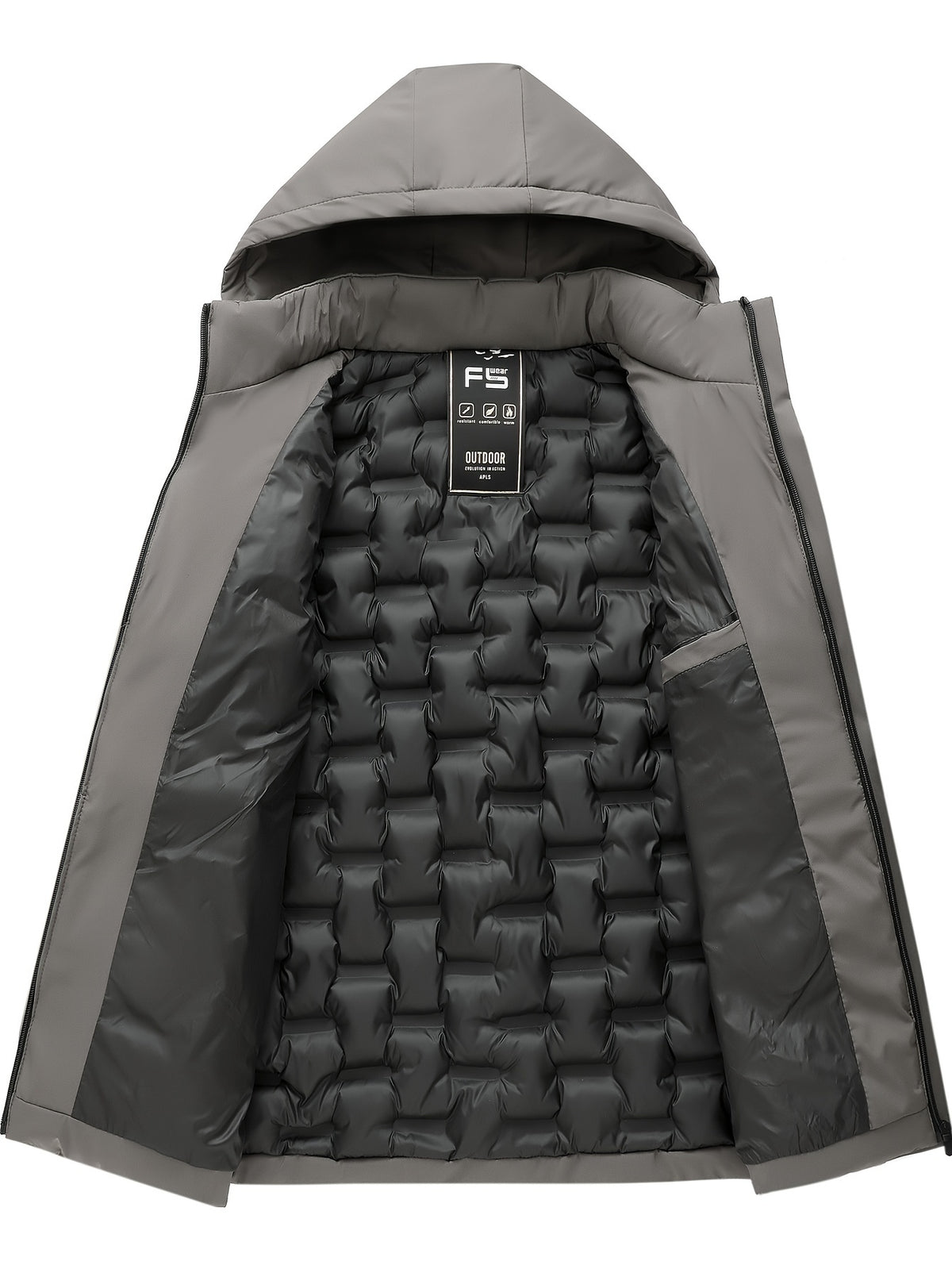 Veste matelassée pour homme, à capuche, kaki