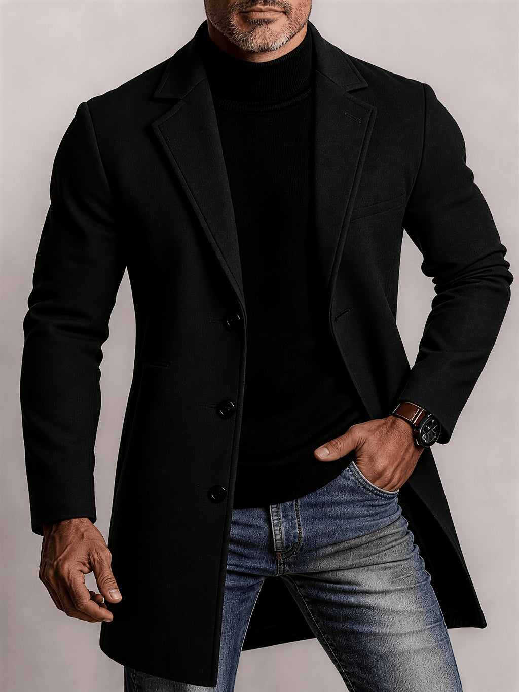 Manteau, à revers, vert fougère, photo 8