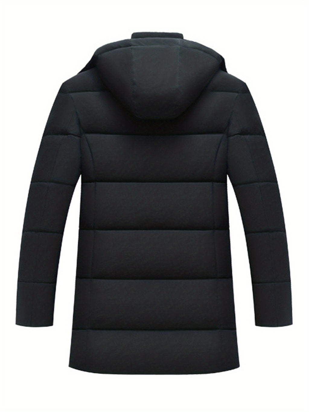 Veste long pour homme, polaire, à capuche, noir