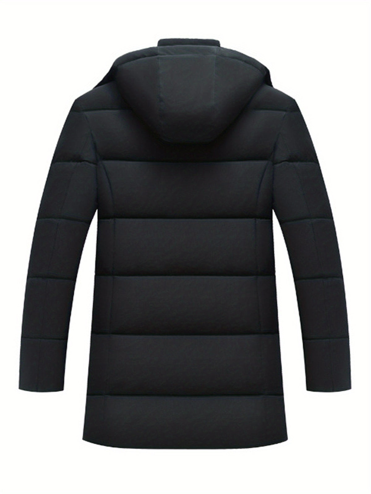 Veste long pour homme, polaire, à capuche, noir
