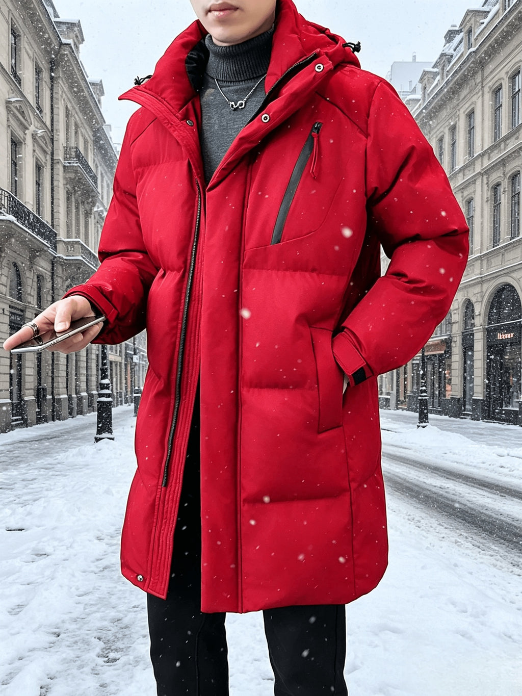 Veste matelassée pour homme, grandes tailles, à capuche, gris