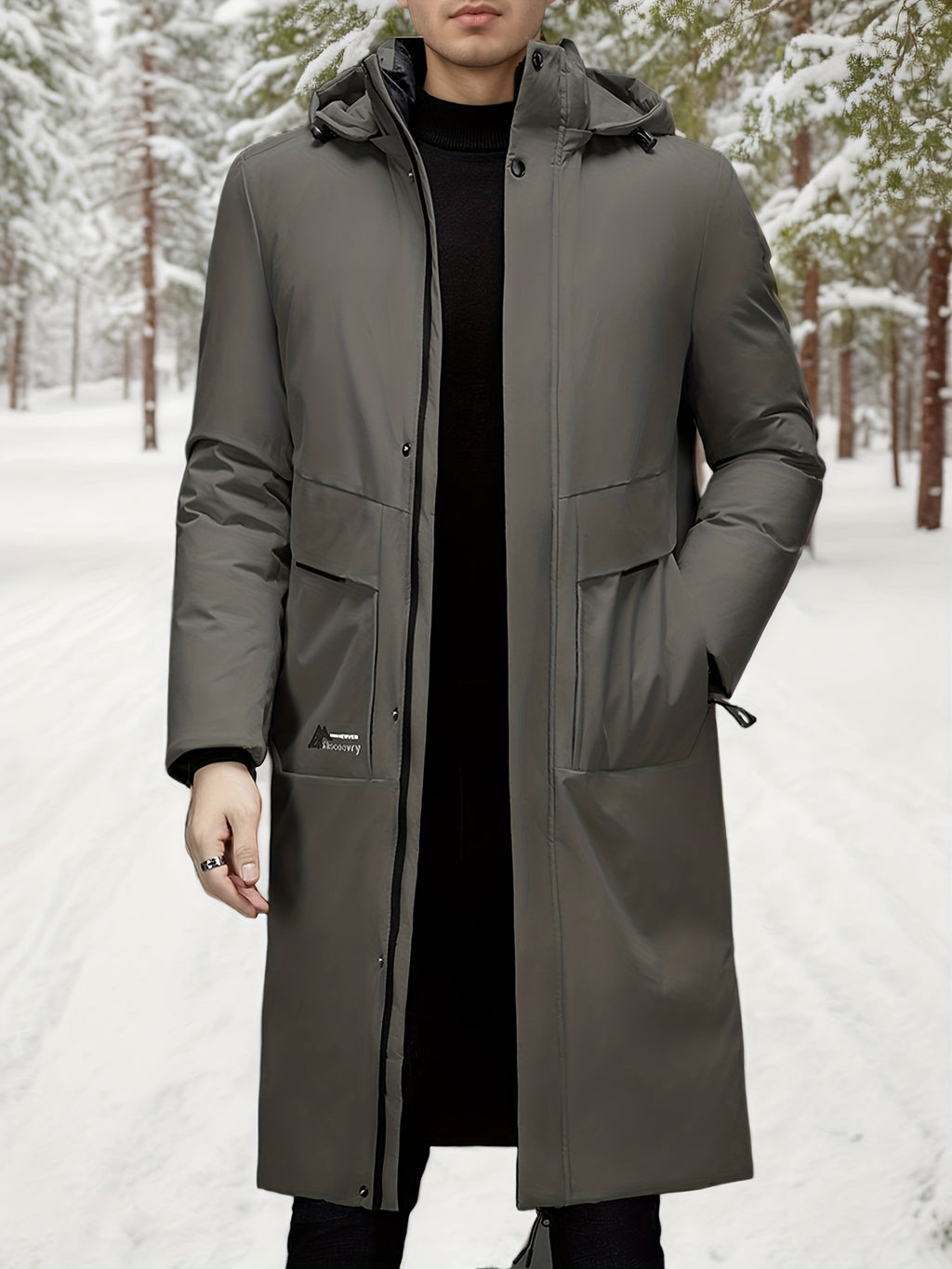 Manteau pour homme, à capuche, rouge