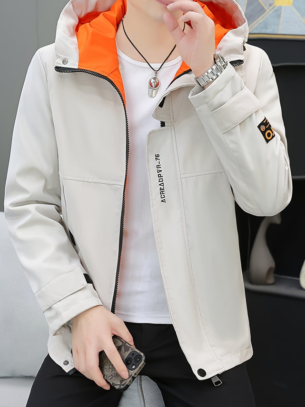 Veste pour homme, à capuche, 1x05 vêtements yijia-r6618 noir