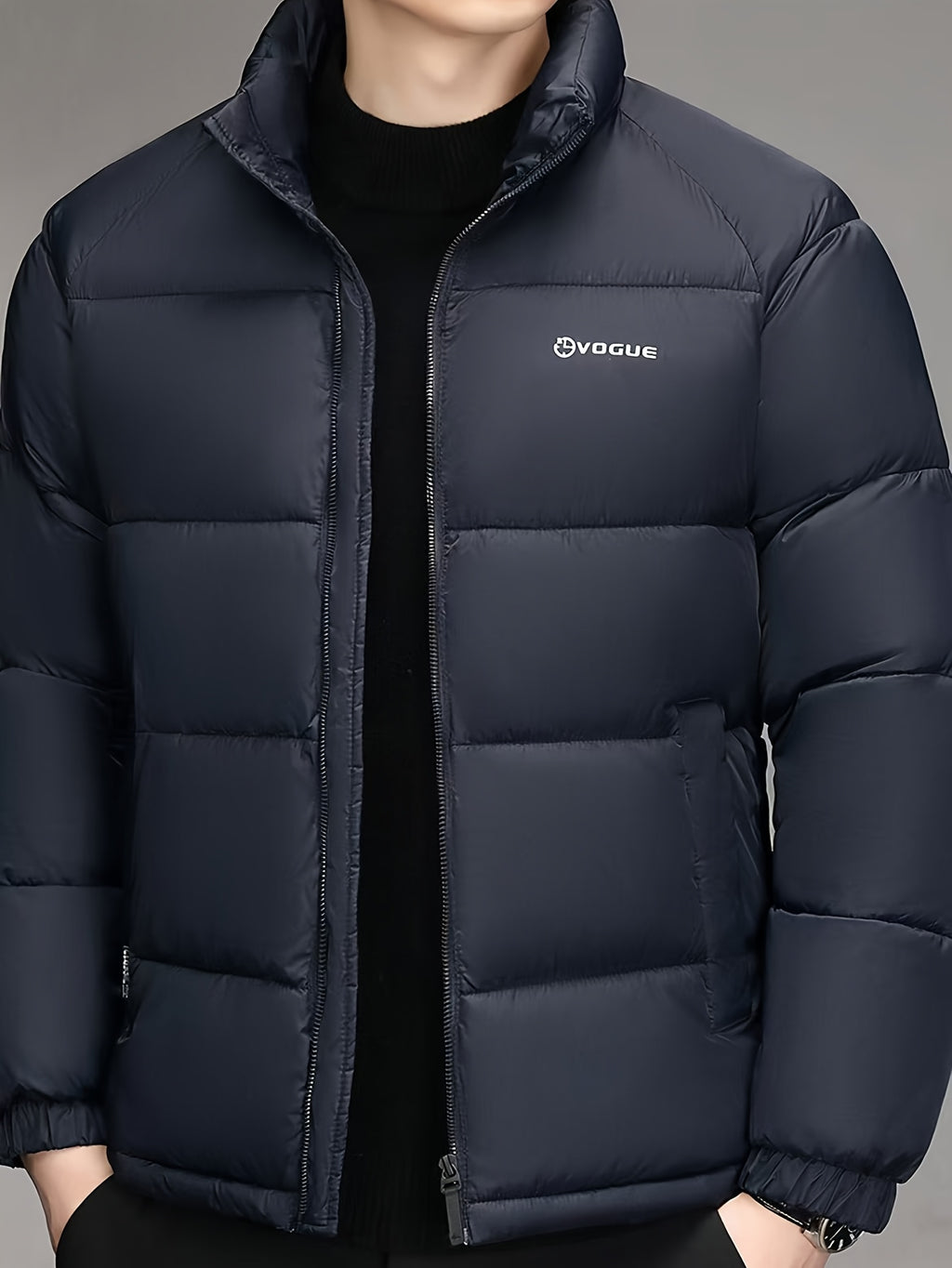 Manteau pour homme, à col montant, kaki