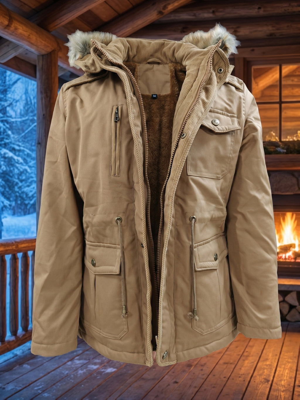 Veste pour homme, à capuche, kaki