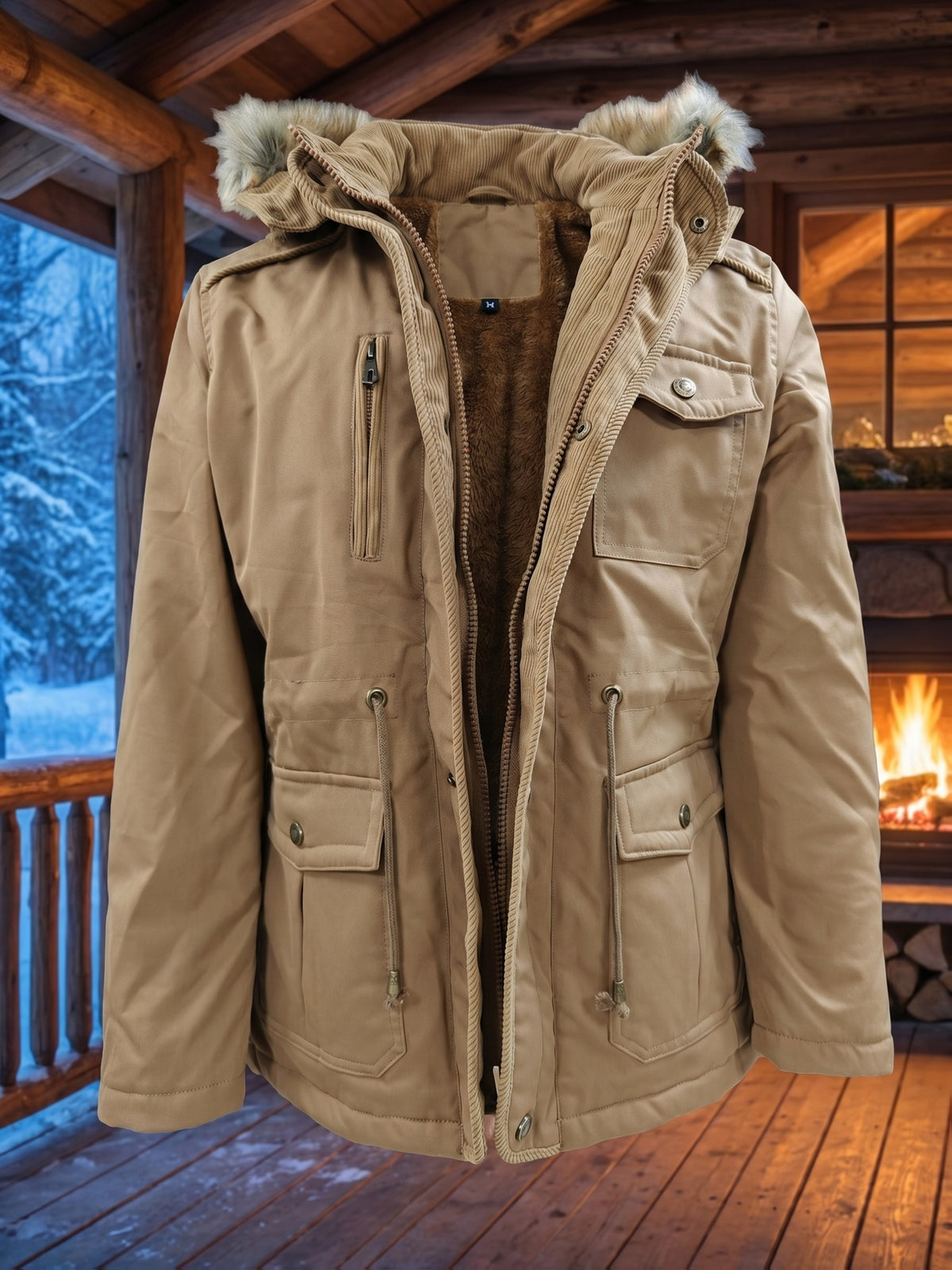 Veste pour homme, à capuche, kaki