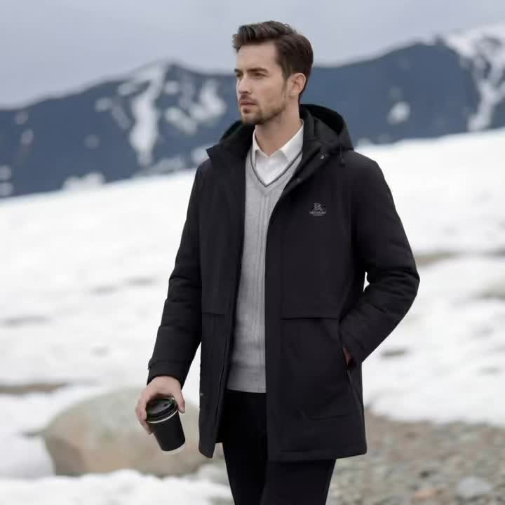 Veste long pour homme, à capuche, crevette verte
