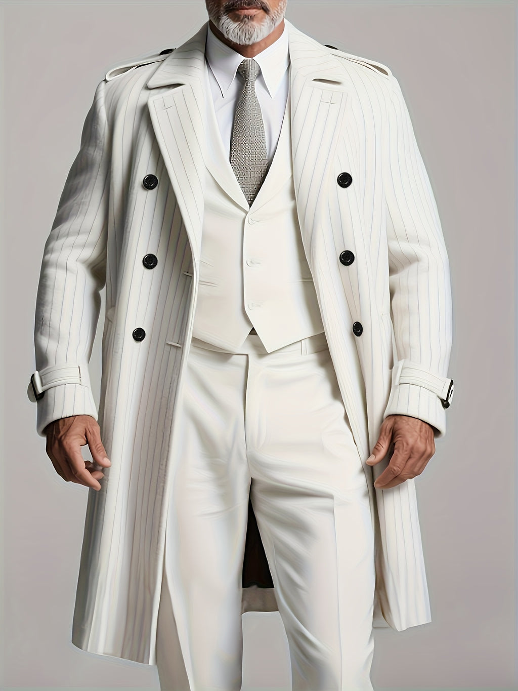 Manteau pour homme, à rayures, à revers