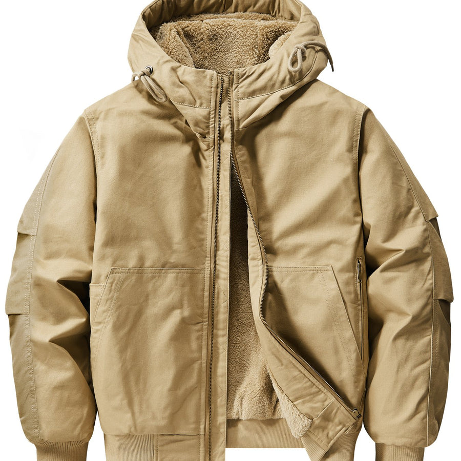 Blouson, polaire, à capuche, coloris kaki