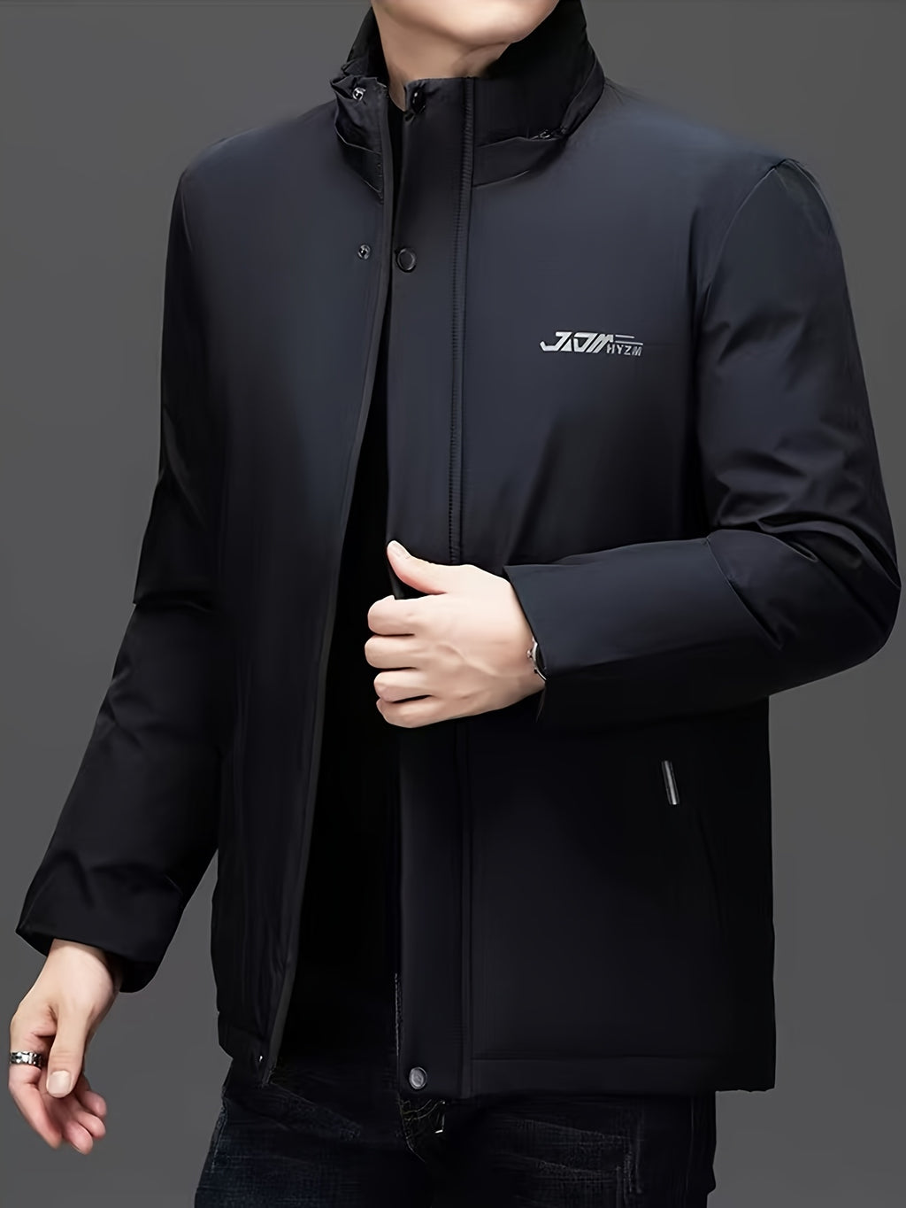 Manteau matelassé pour homme, capuche amovible, bleu marine