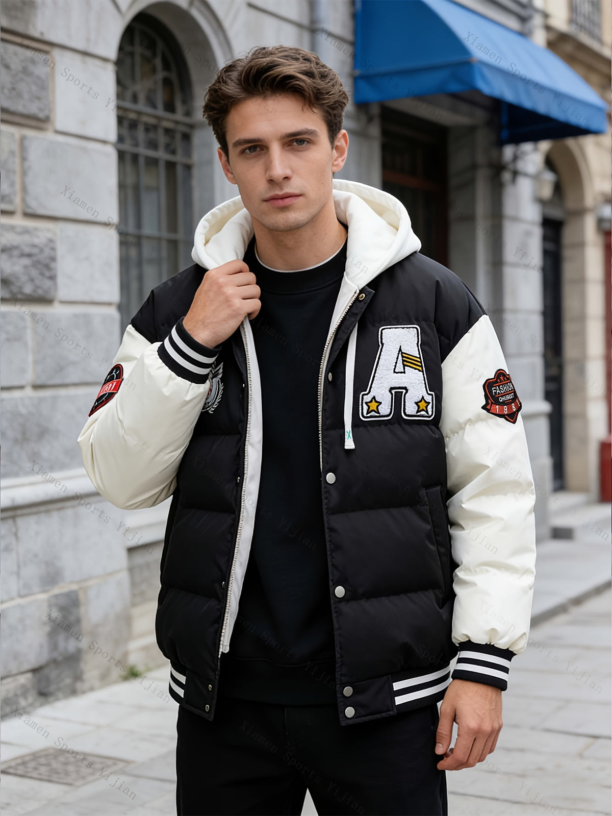 Veste pour homme, à capuche, noir/l