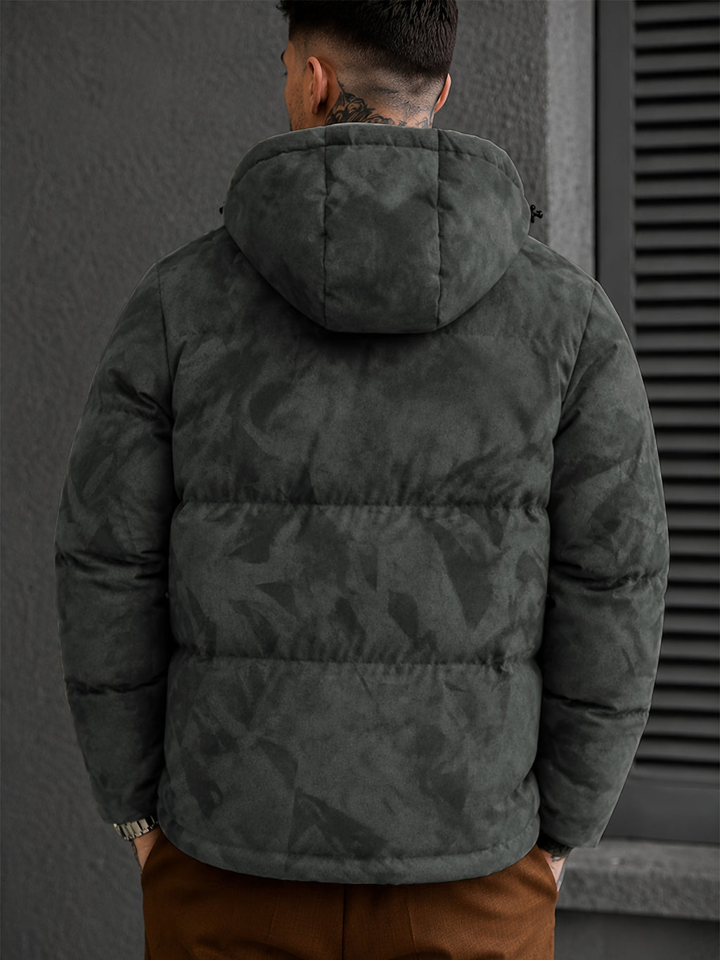 Veste pour homme, coupe-vent, à capuche, vert olive