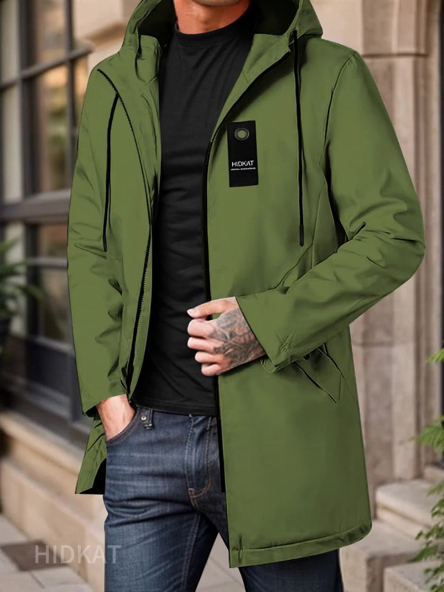 Trench long, à capuche, vert, photo 17