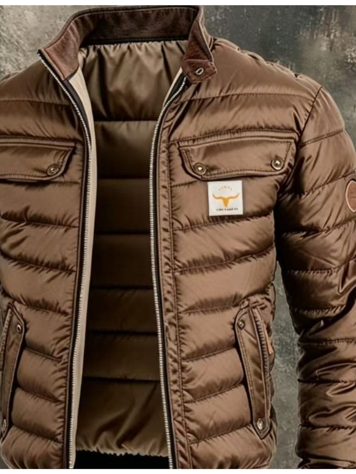 Veste matelassée pour homme, à col montant, gris