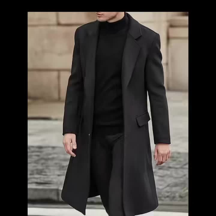 Trench pour homme, coupe-vent, à revers