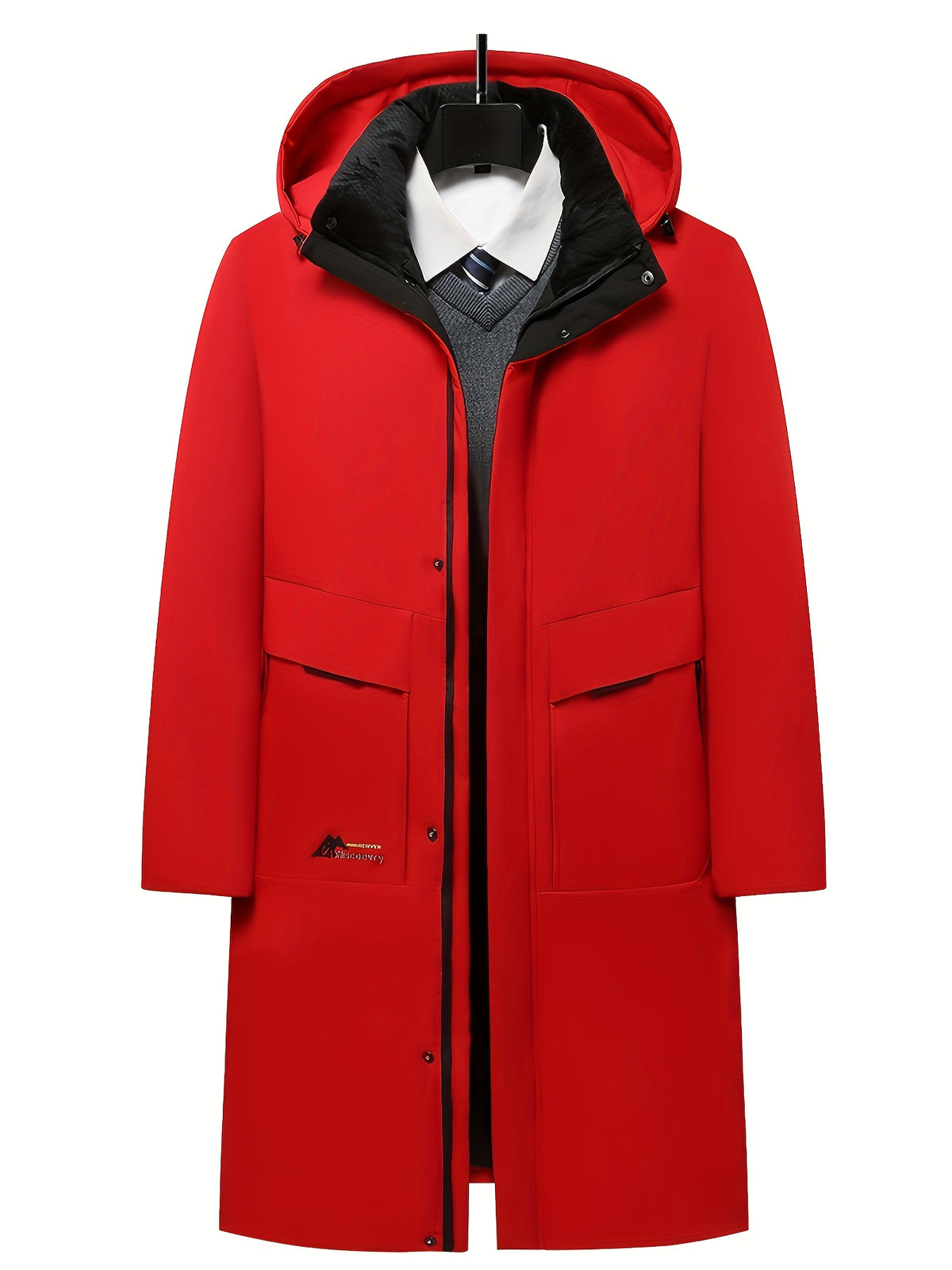 Manteau pour homme, à capuche, rouge