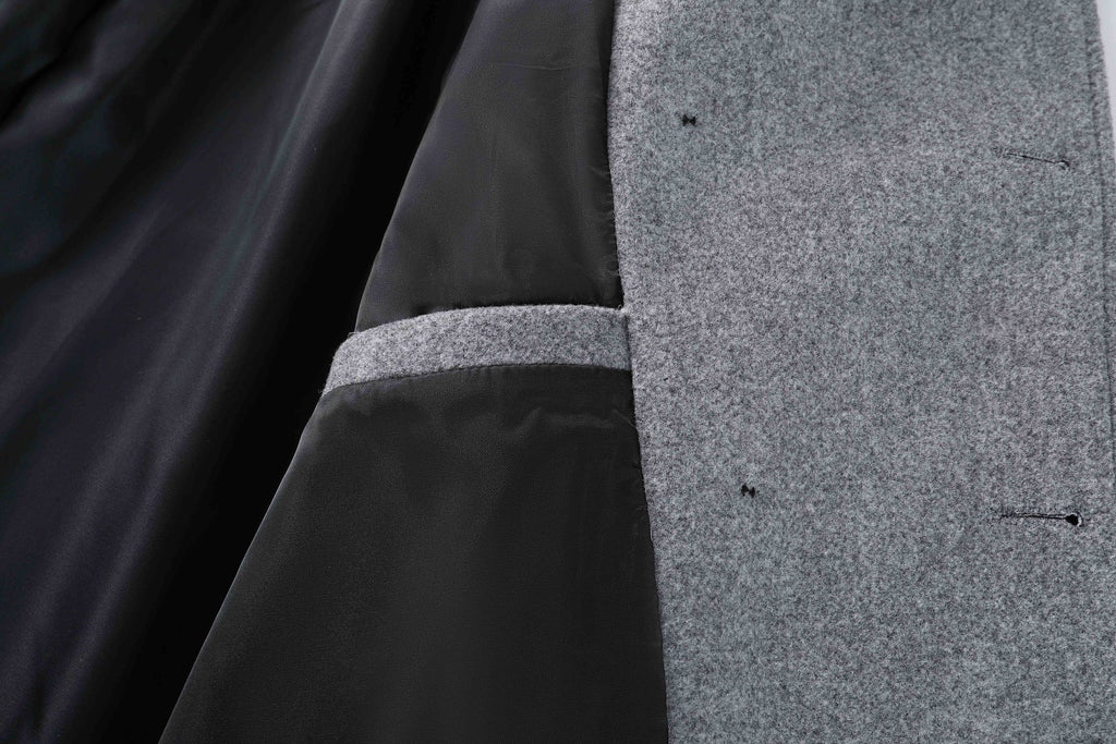 Manteau long pour homme, tweed, à revers