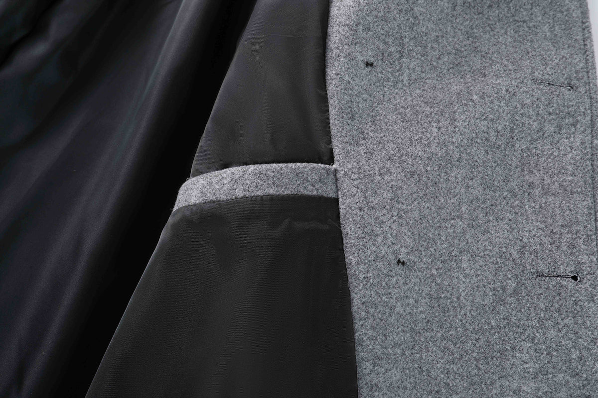 Manteau long pour homme, tweed, à revers